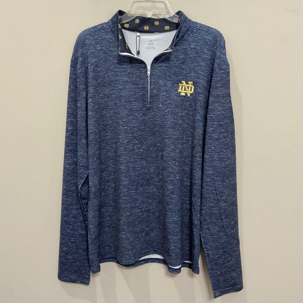 Under Armour Notre Dame ND 1/4 Zip Pullover Mens Sz Lg NWT Blue Fighting Irish